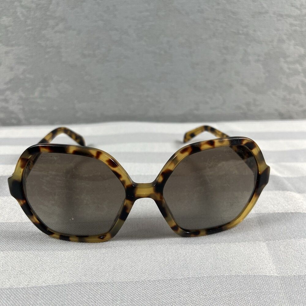 Prada SPR 06S 7S0-4K1 Sunglasses Tortoise Havana Oversized Square Round Womens